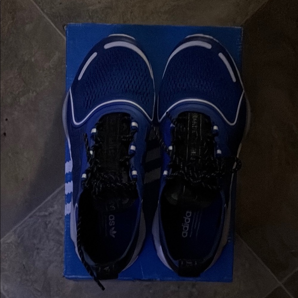 Adidas Men's Navy and White Sneakers